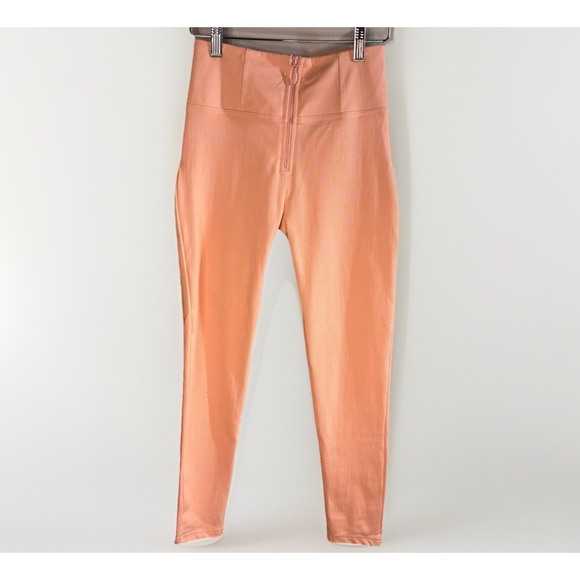 Freddy WR.UP Pants Sz S High Waisted Peach Pink Pastel Shaping Zip Legging Italy - Picture 3 of 14